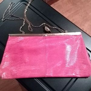 MARKED DOWN Pink leather clutch/shoulder bag